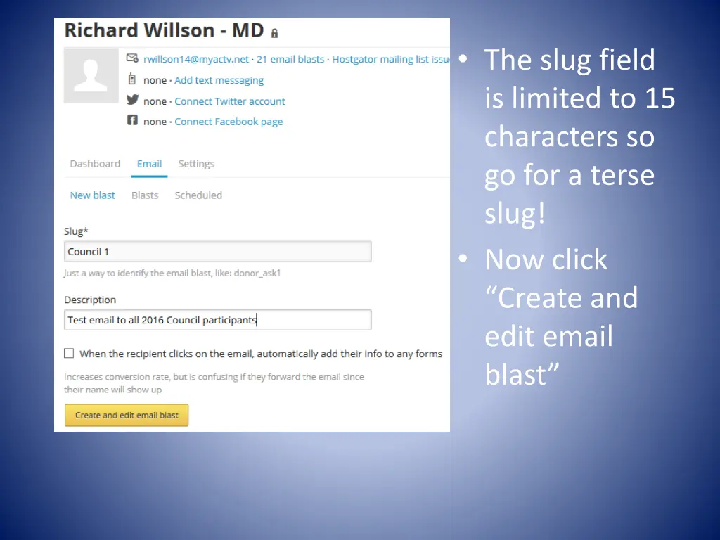the slug field is limited to 15 characters