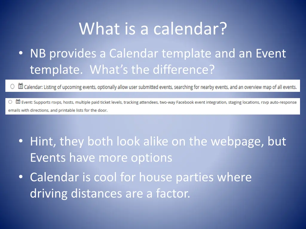what is a calendar nb provides a calendar