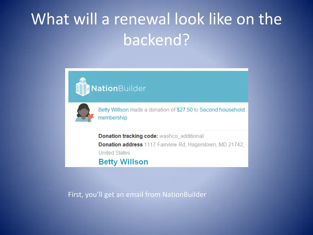 what will a renewal look like on the backend