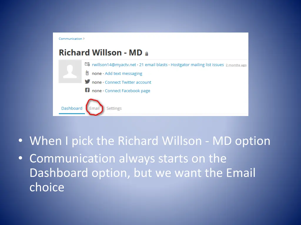 when i pick the richard willson md option