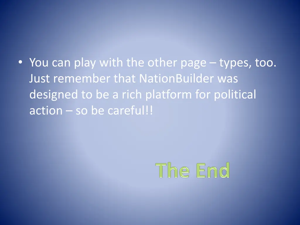 you can play with the other page types too just