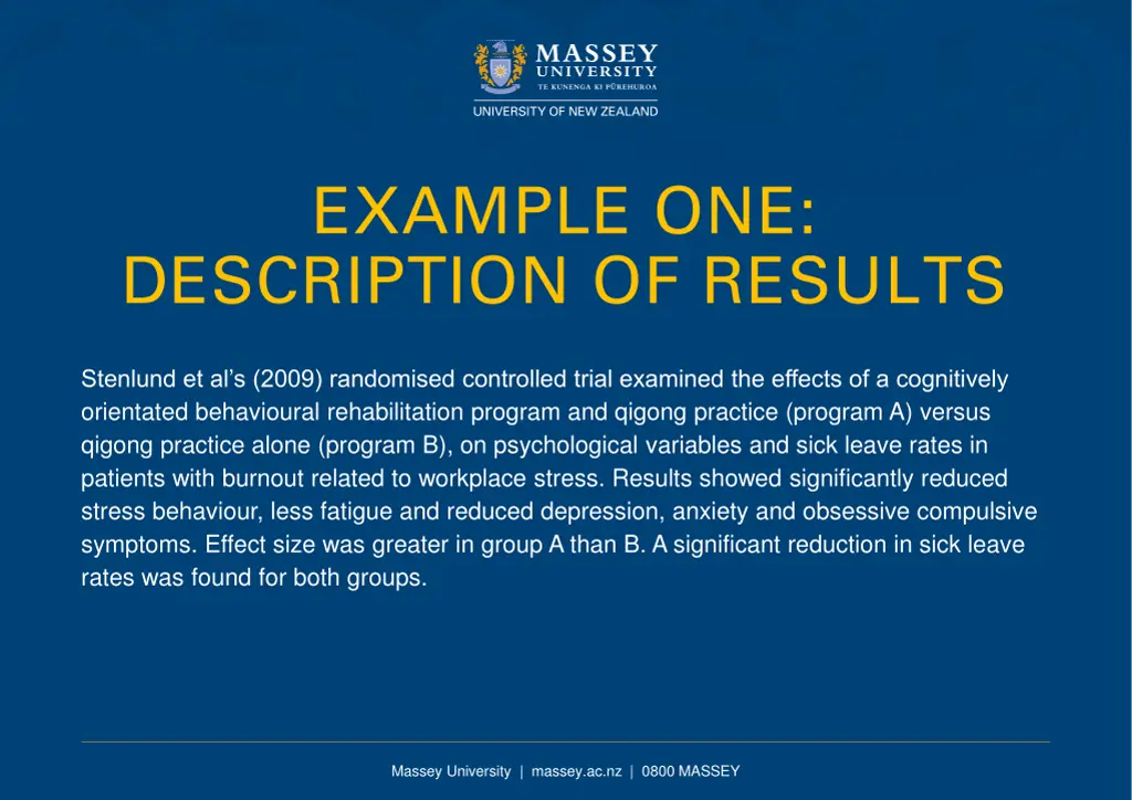 example one description of results