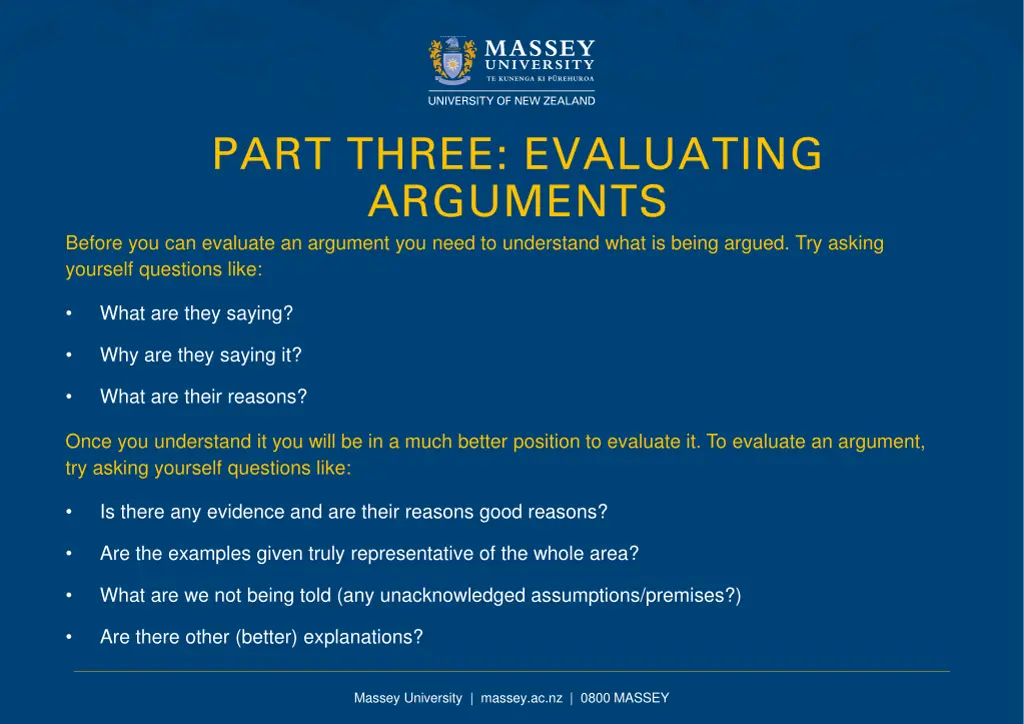 part three evaluating arguments before