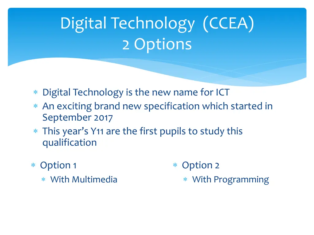digital technology ccea 2 options