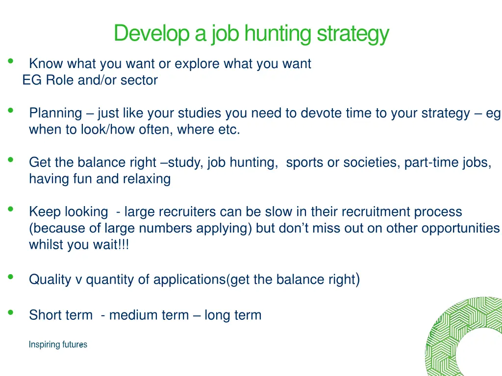 develop a job hunting strategy