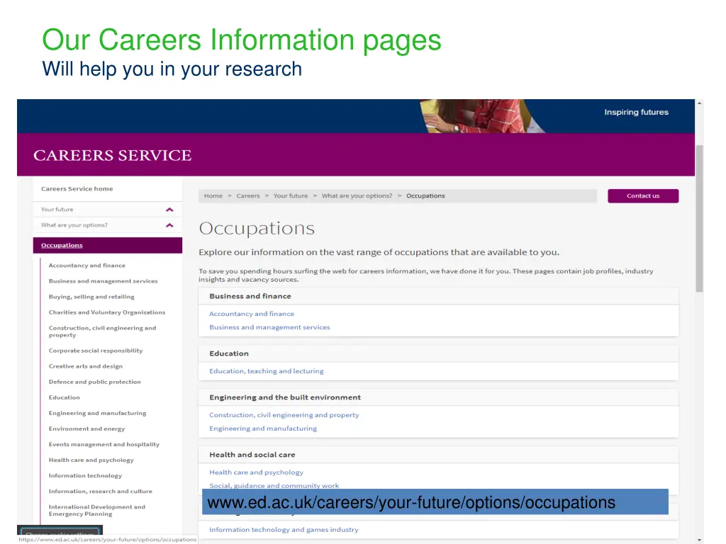 our careers information pages will help