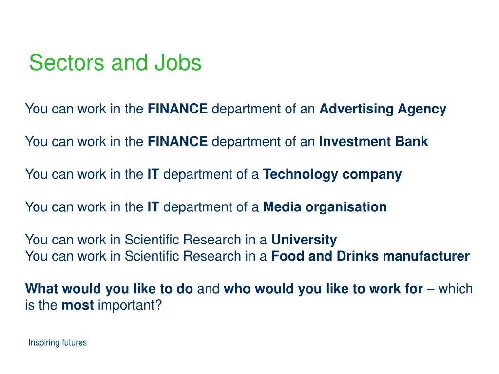 sectors and jobs