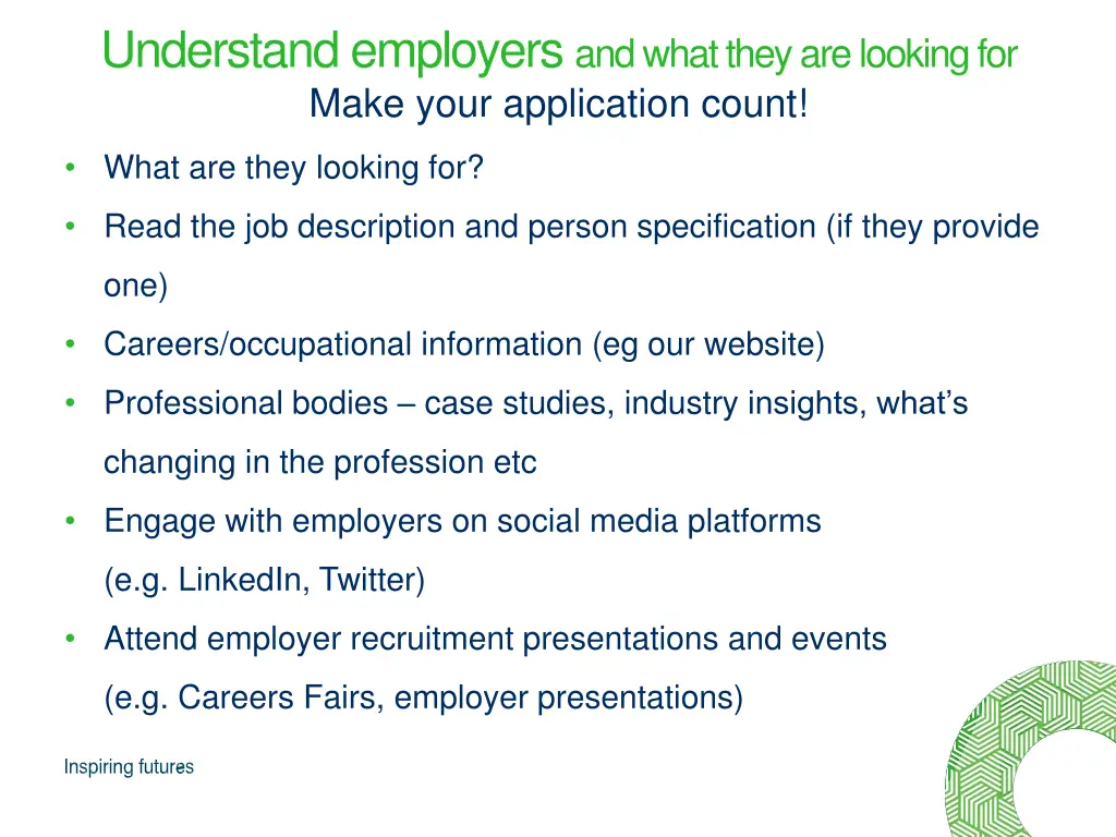 understand employers and what they are looking