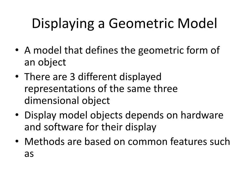 displaying a geometric model