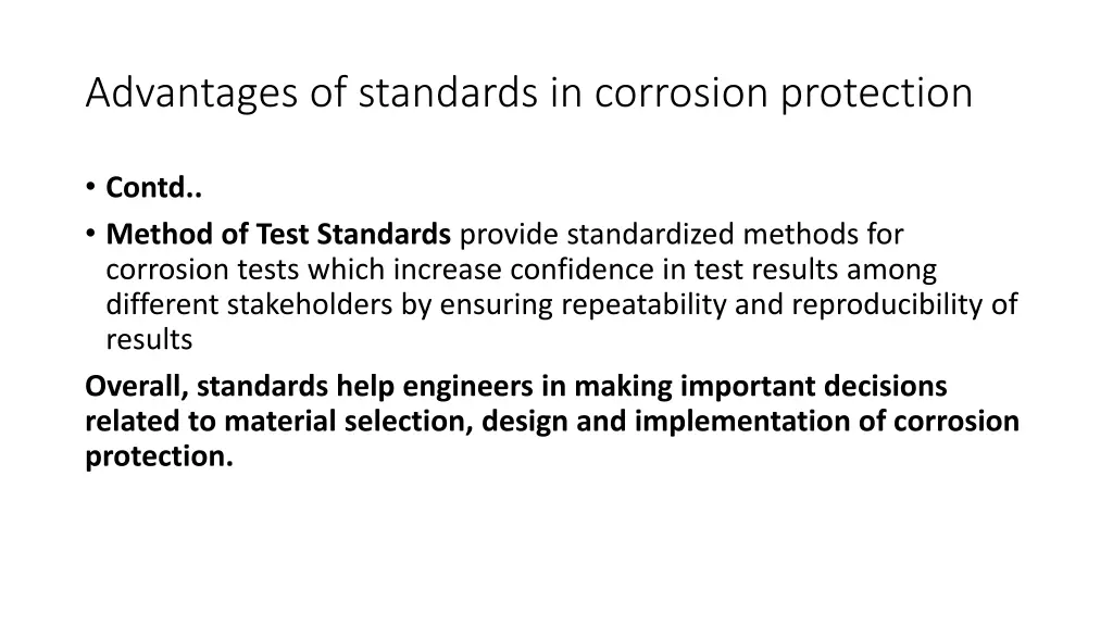 advantages of standards in corrosion protection 1