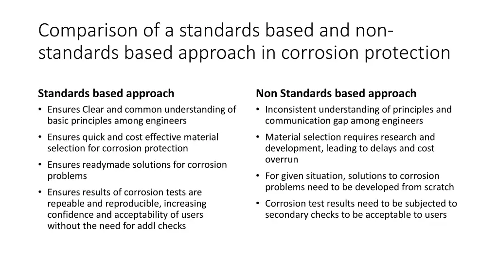 comparison of a standards based and non standards