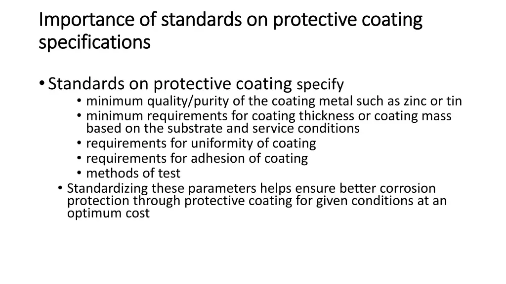 importance of standards on protective coating