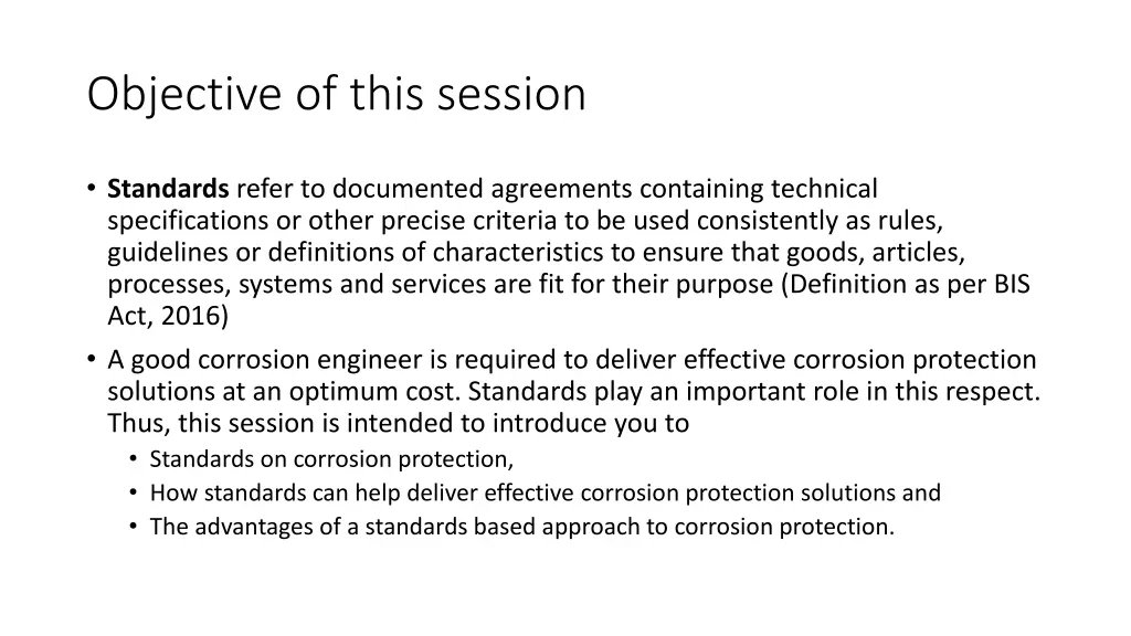 objective of this session