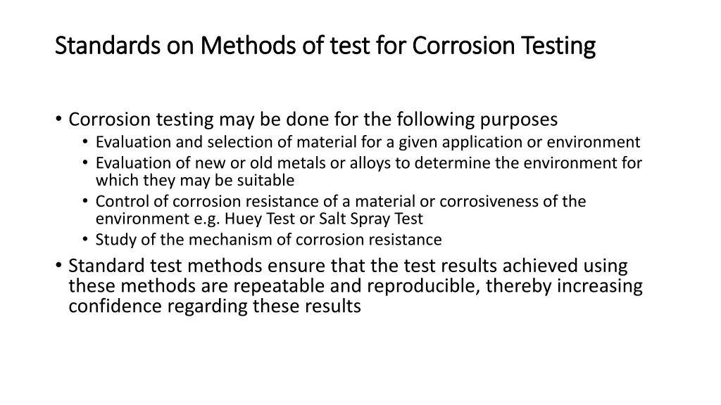 standards on methods of test for corrosion