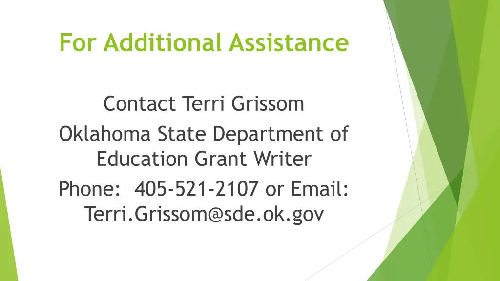 for additional assistance