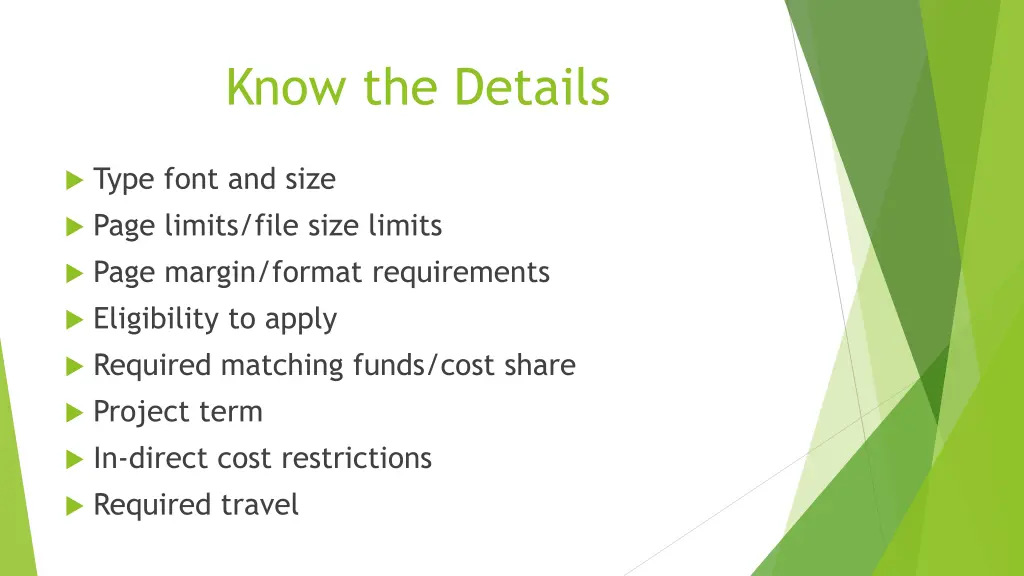 know the details