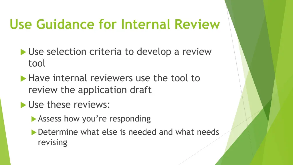 use guidance for internal review