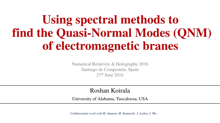 using spectral methods to find the quasi normal