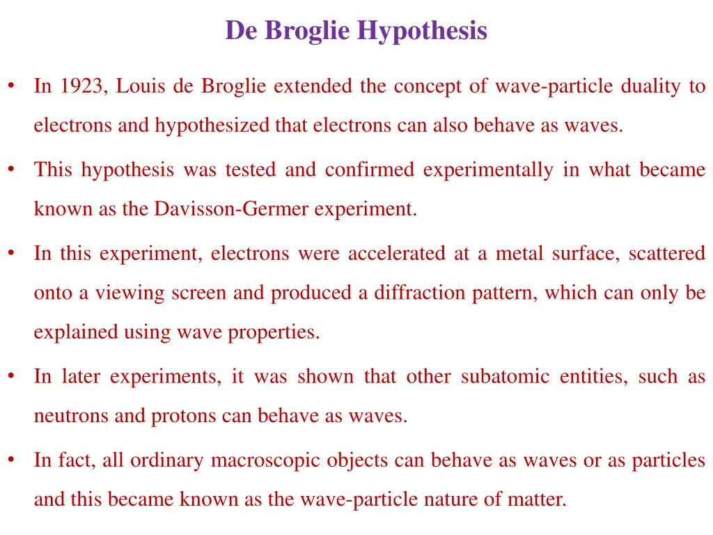 de broglie hypothesis