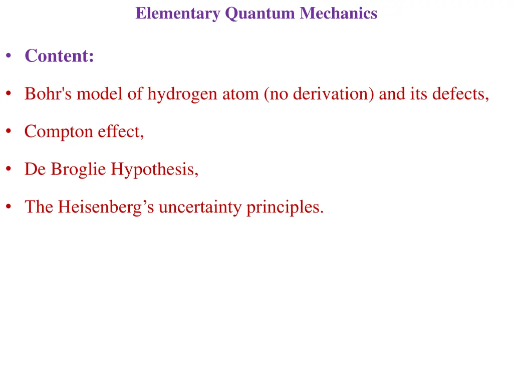 elementary quantum mechanics