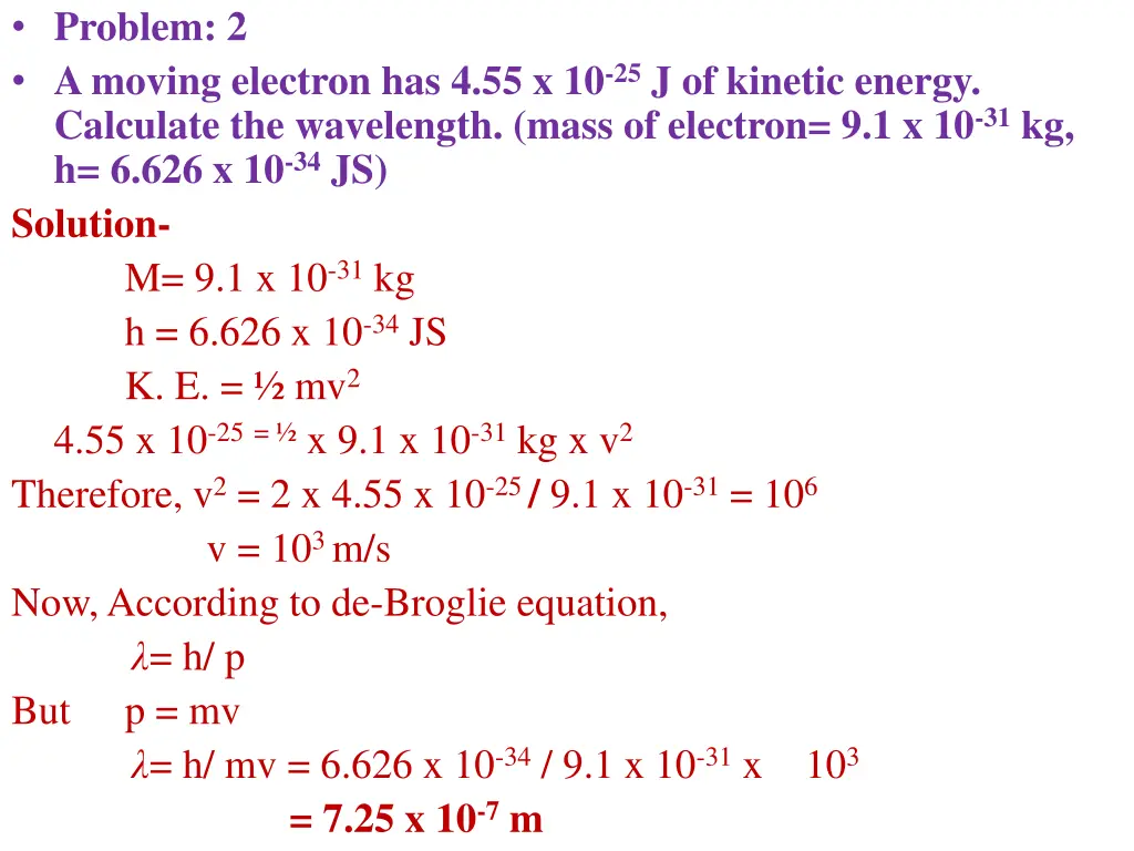 problem 2 a moving electron