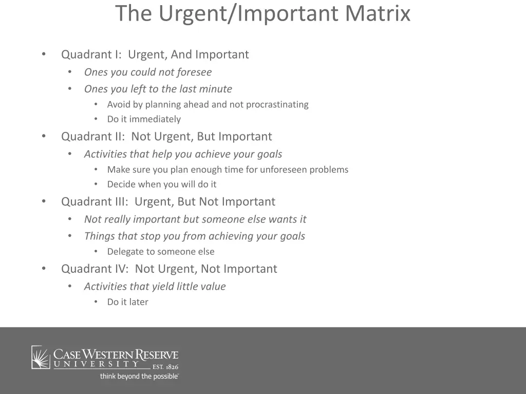 the urgent important matrix