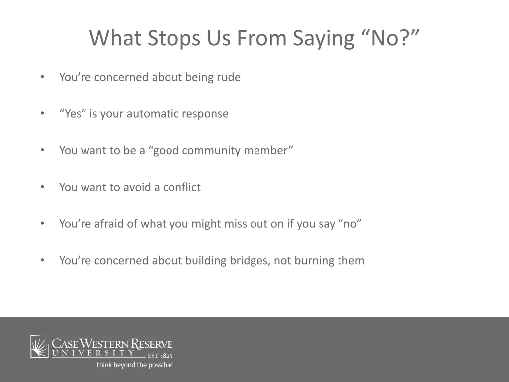 what stops us from saying no