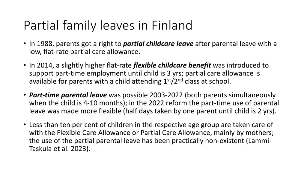 partial family leaves in finland