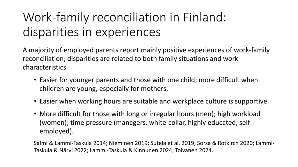 work family reconciliation in finland disparities