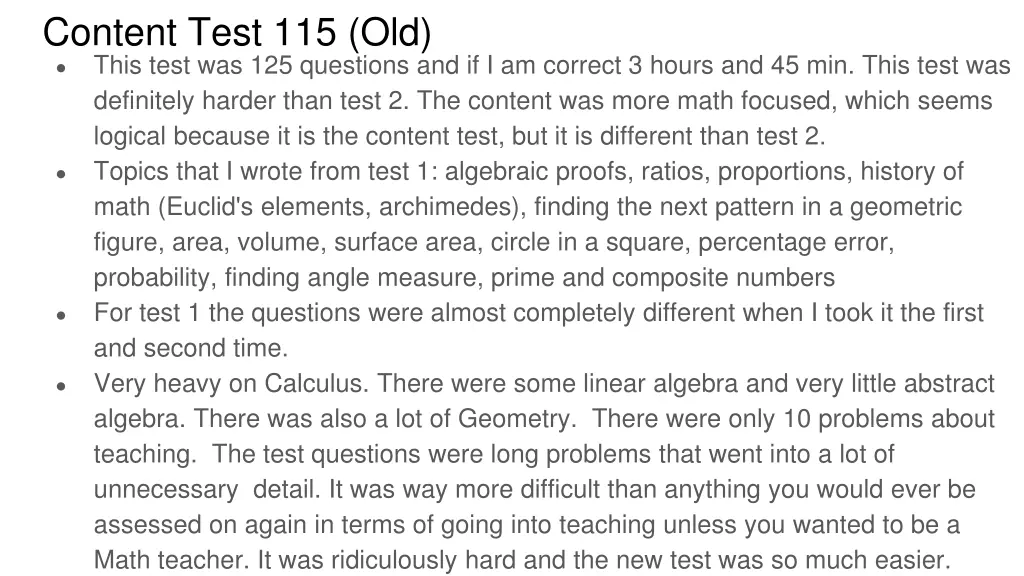 content test 115 old this test was 125 questions