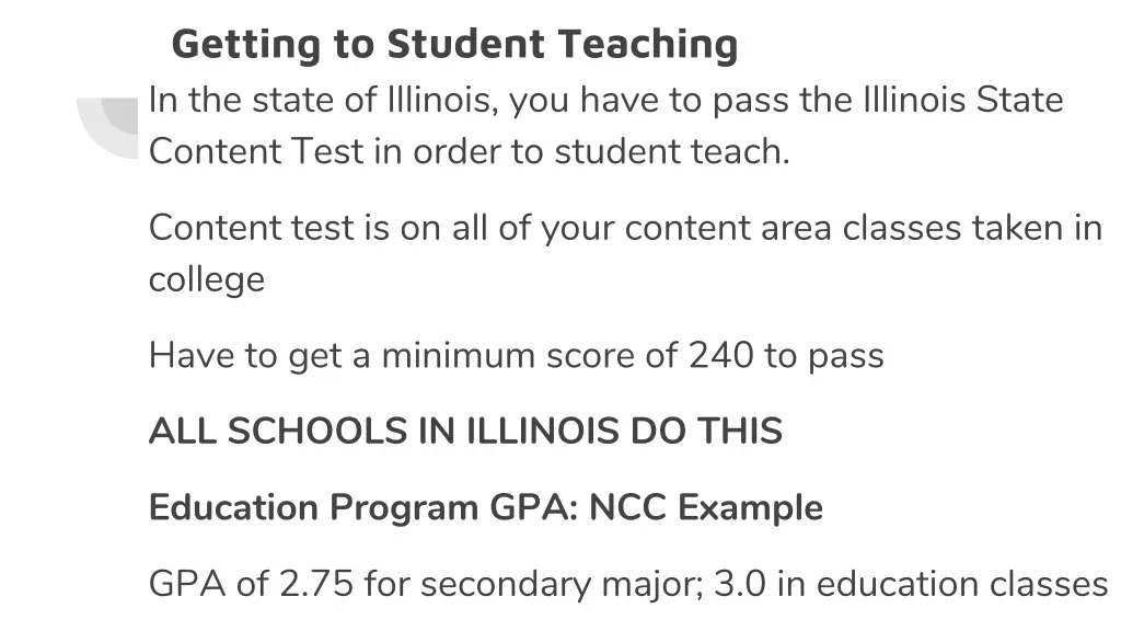 getting to student teaching in the state