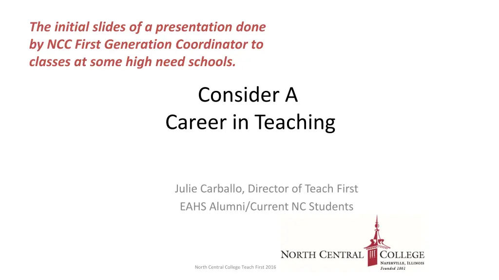 the initial slides of a presentation done 1