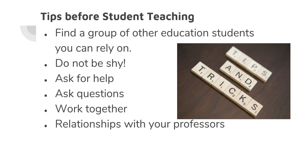 tips before student teaching