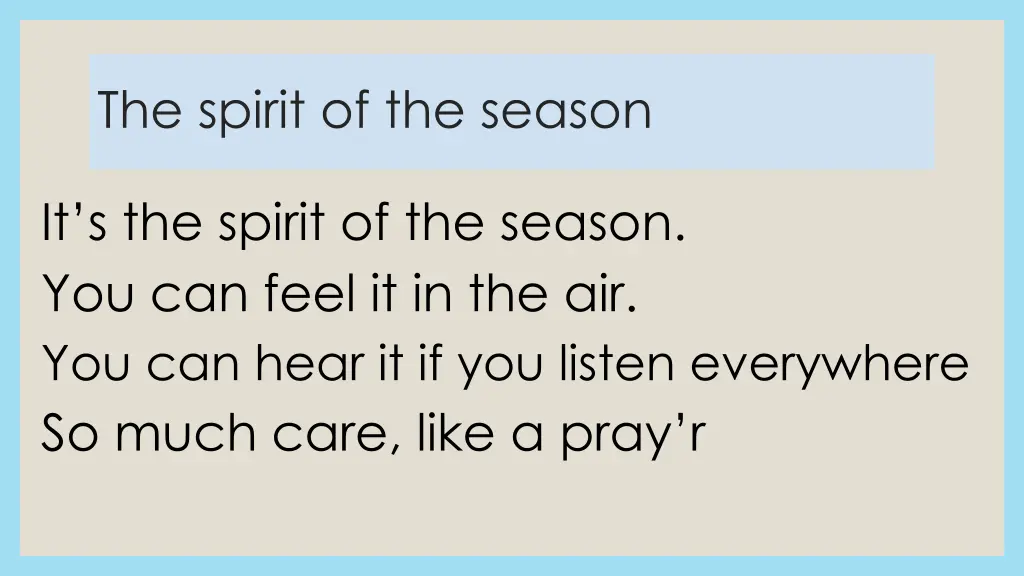 the spirit of the season