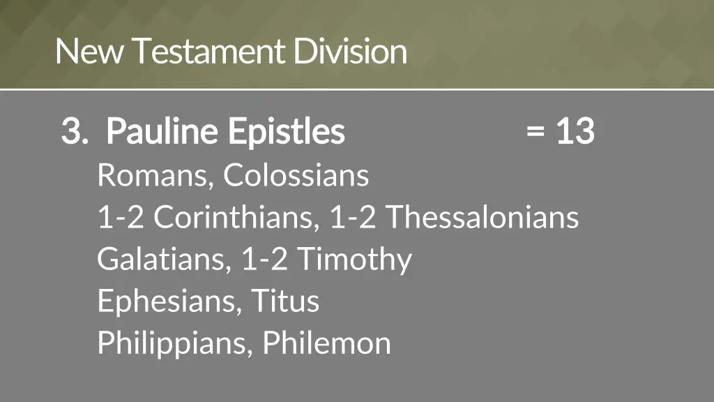new testament division 1