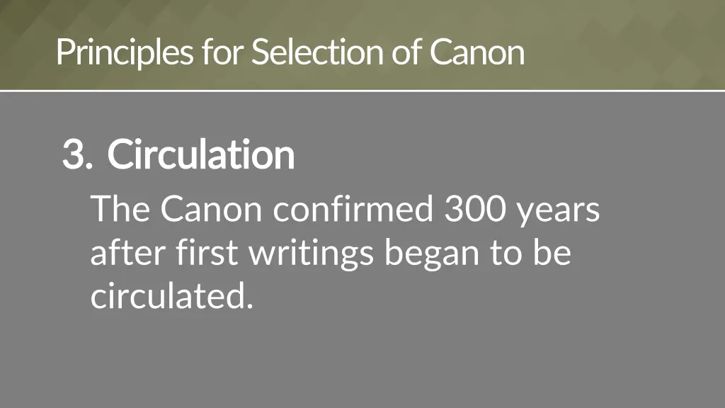 principles for selection of canon 2