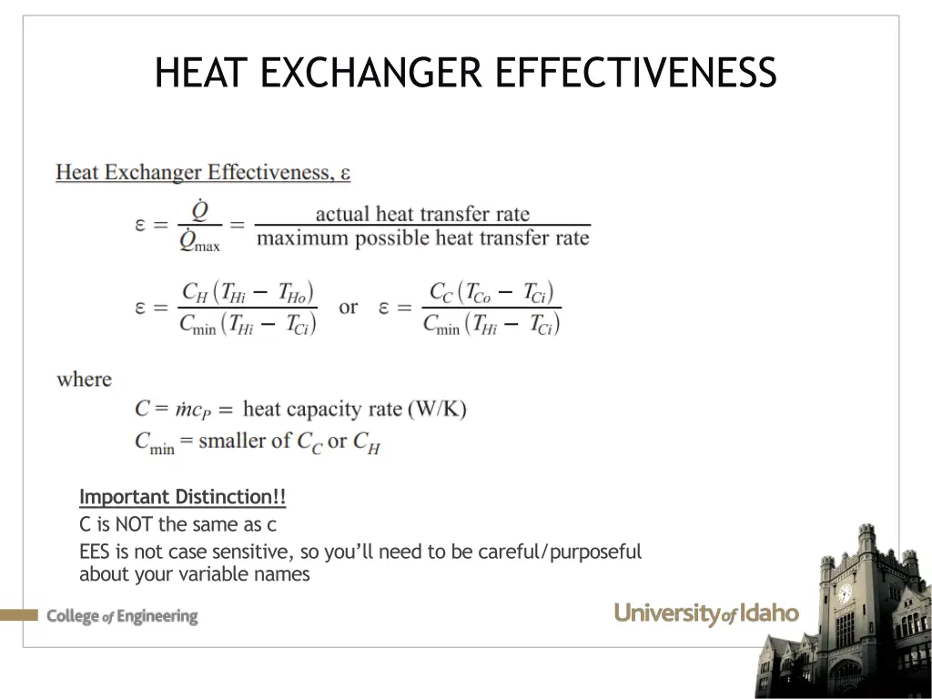 heat exchanger effectiveness