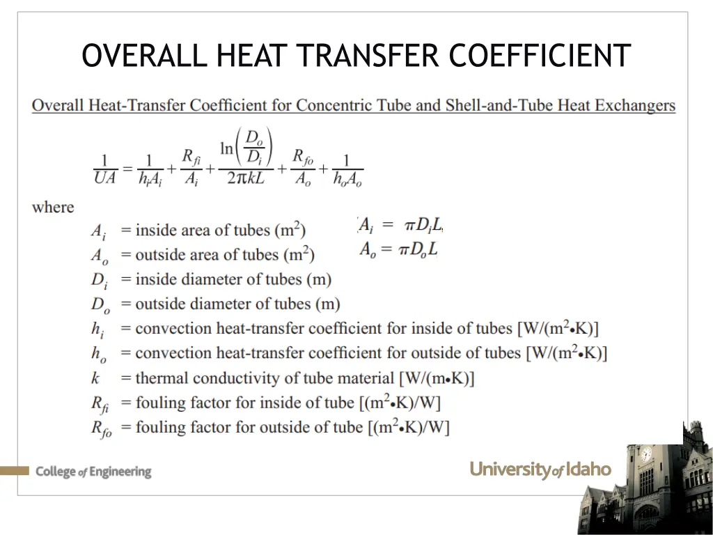 overall heat transfer coefficient