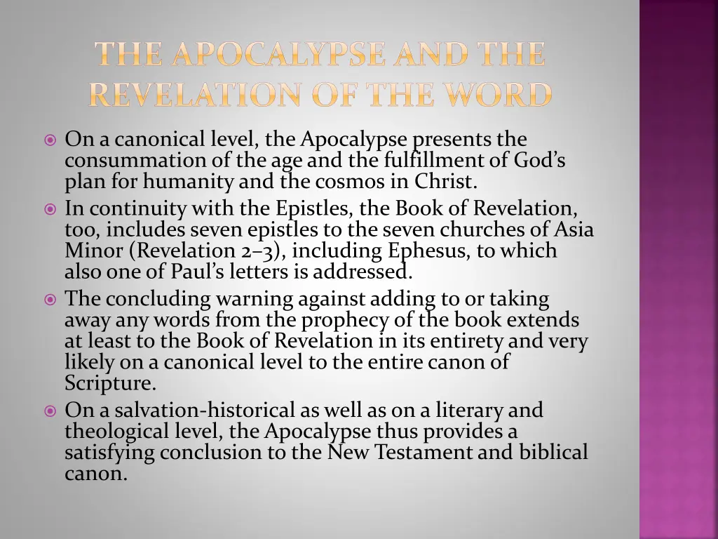 the apocalypse and the revelation of the word