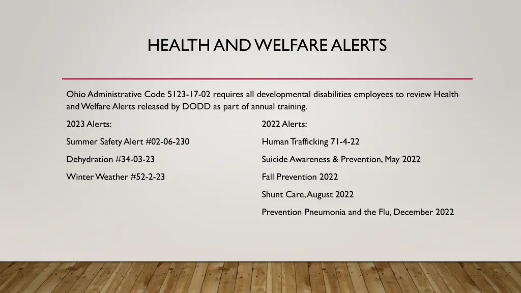 health and welfare alerts