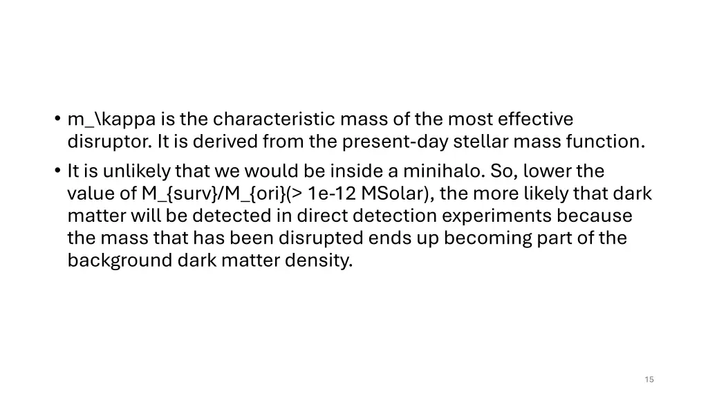 m kappa is the characteristic mass of the most