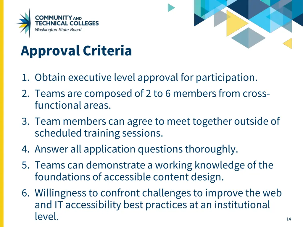 approval criteria