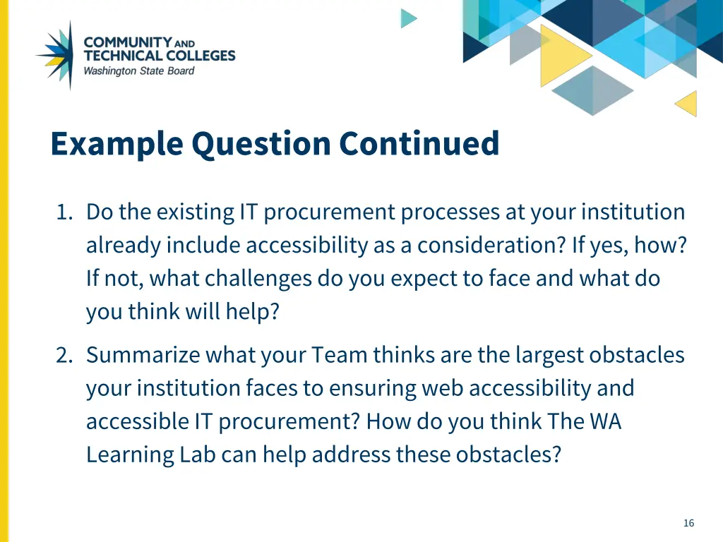 example question continued