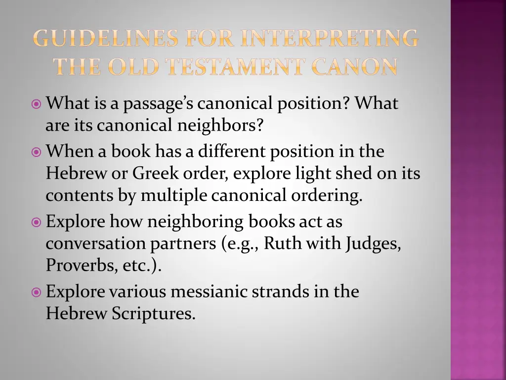 guidelines for interpreting the old testament
