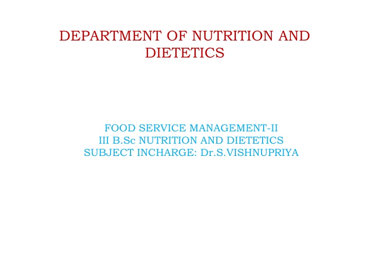 department of nutrition and dietetics