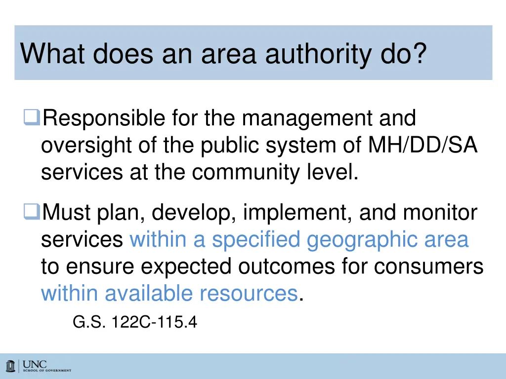 what does an area authority do