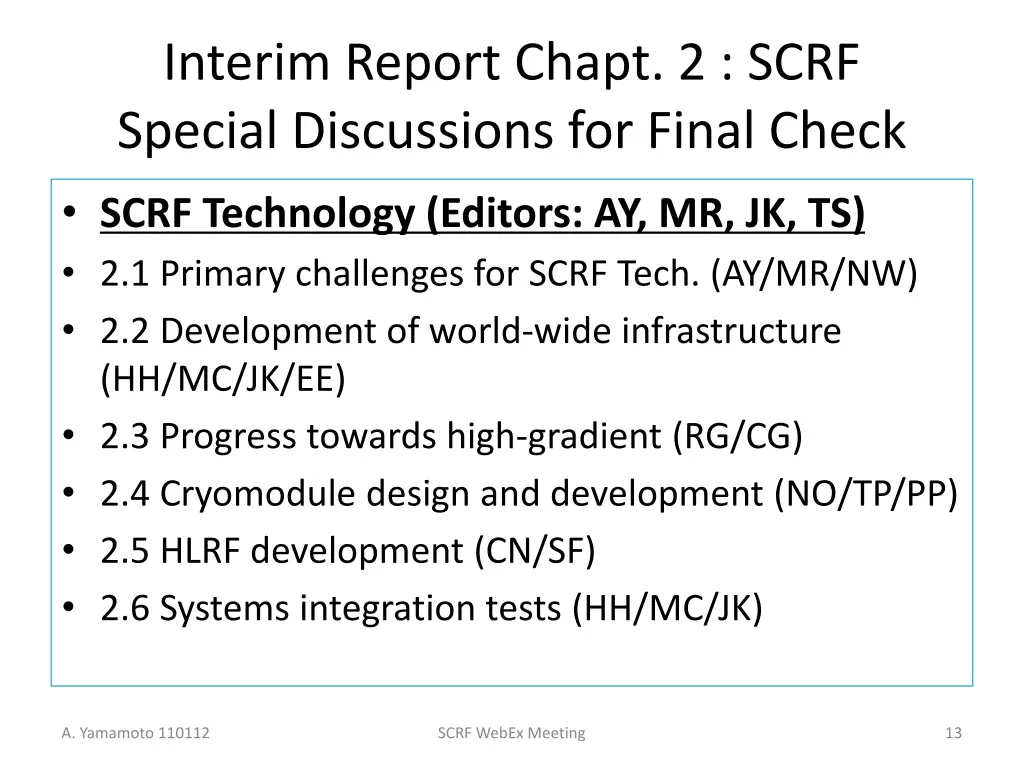 interim report chapt 2 scrf special discussions