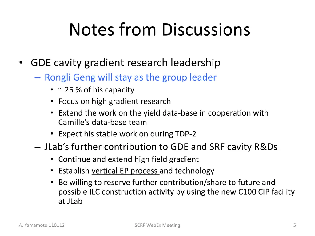 notes from discussions