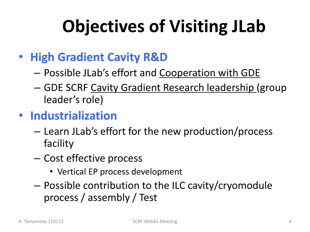 objectives of visiting jlab
