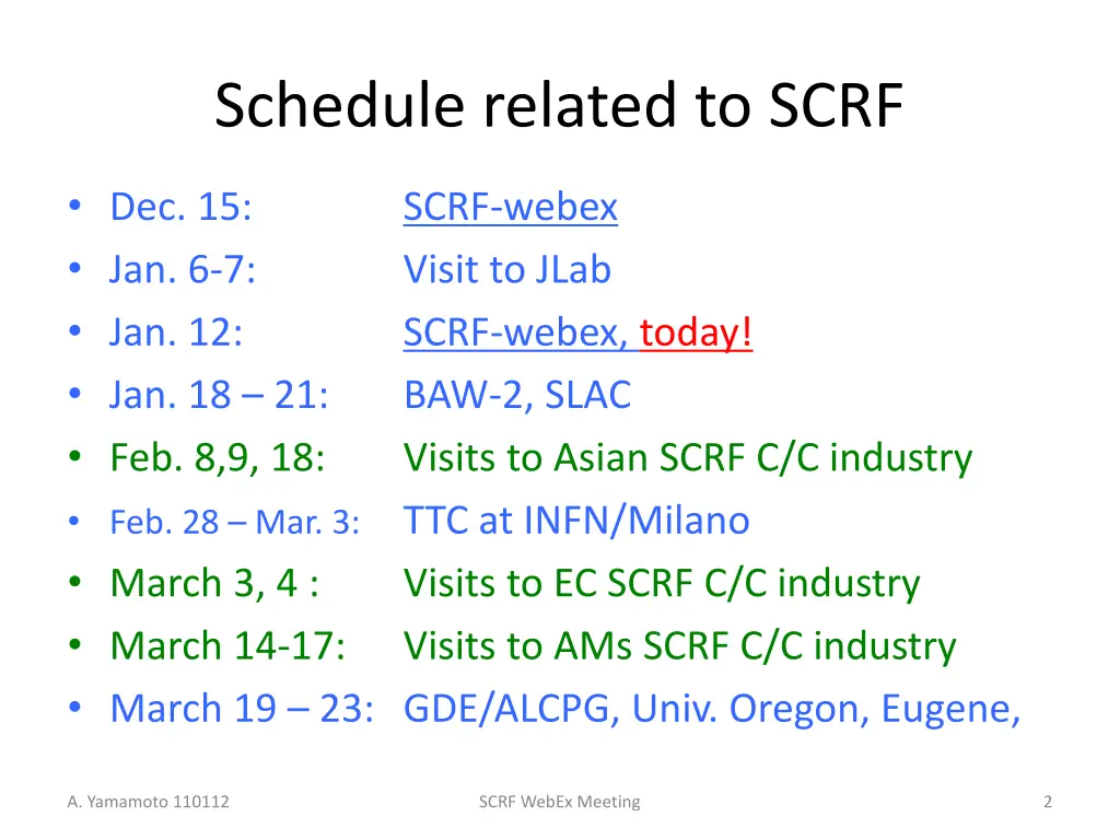 schedule related to scrf
